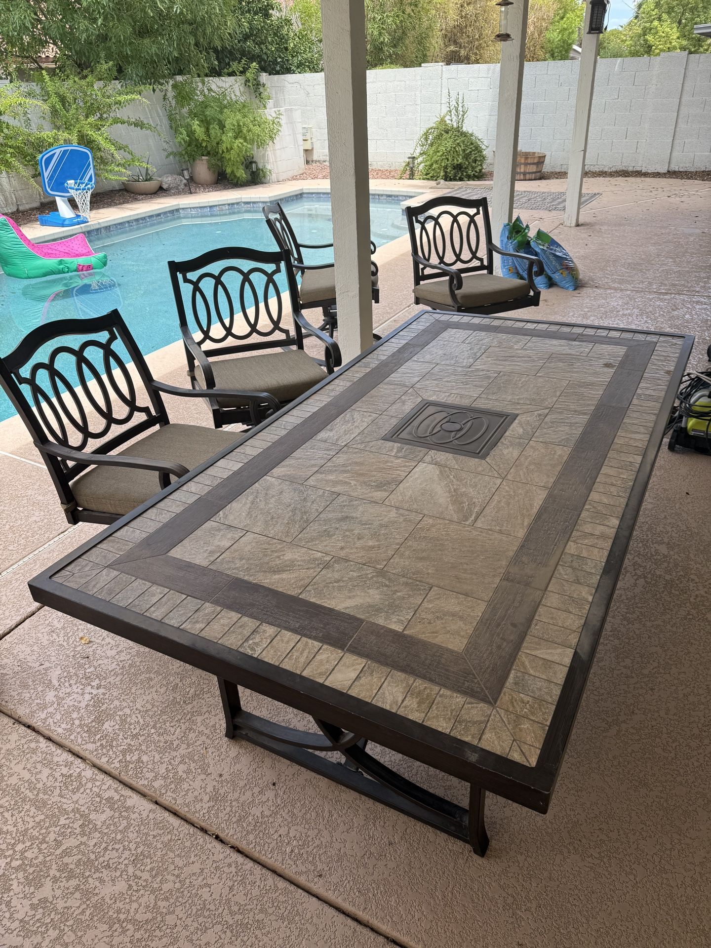 7 Piece Aluminum Patio Dining Set with Sunbrella Cushion