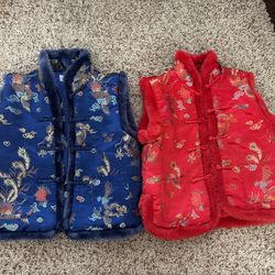 Size unisex boy girl baby Toddler 2/3 Chinese New Year Lunar Traditional warm vest blue Red mint condition 