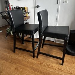 Set of 2 Bar Stools – Black