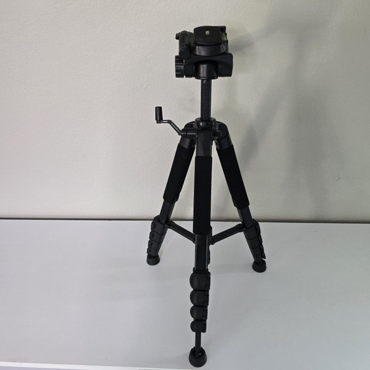 Lightweight Camera Tripod with Mobile Phone Holder, Height 61-165cm for Canon, Nikon and Sony Cameras, Black📷📱.