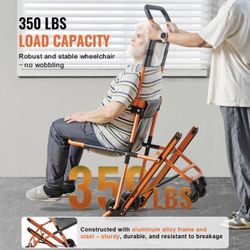VEVOR Manual Stair Chair, 350 lbs Load Capacity, Foldable Emergency Stair Wheelchair with 4 Wheels, Portable Transport Stair Chair Ambulance Firefight
