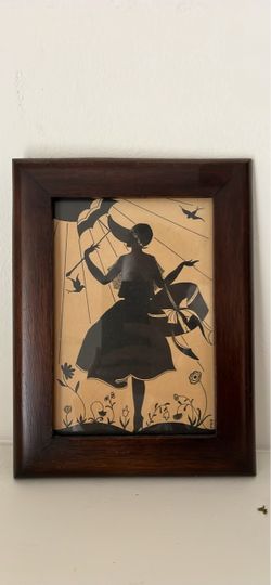 Vintage Silhouette Art in Wood Frame