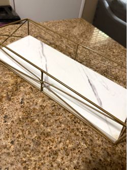 Gold & white metal tray