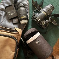 Nikon D3200 With standard and zoom lenses
