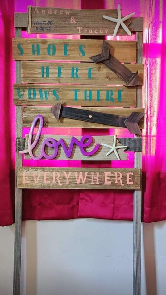 Handmade Wooden Beach Wedding Sign- I can change the names & date for an extra charge