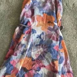 WOMENS ARMANI EXCHANGE SZ 6 PINK & BLUE FLORAL SUNDRESS SCARF DRESS SLEEVELESS AX 