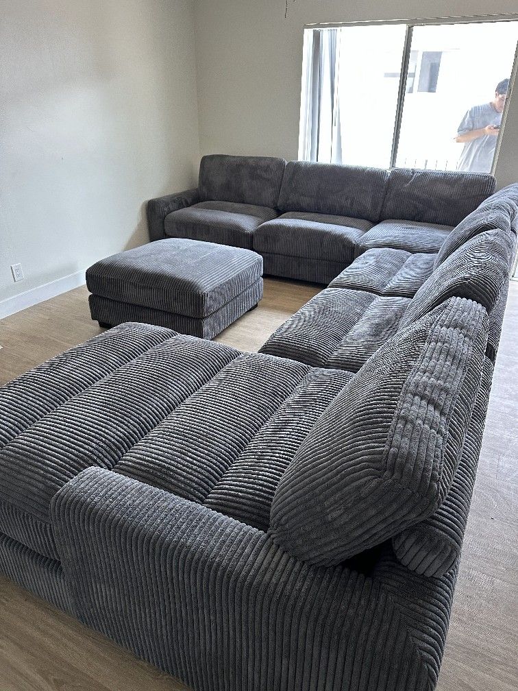 Corduroy 7-Pcs XL Modular Set Color Gray π₯ Juego De Sofas Xl Color Gris Nuevos En Caja