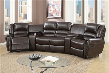 Reclining Leather Home Theater Motion Sectional