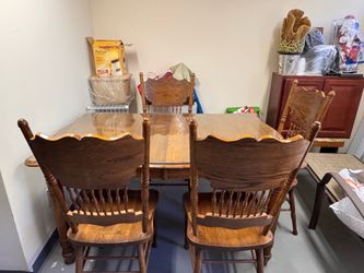 Wood Kitchen Table Set with glass protection