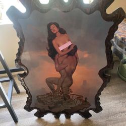 Vintage 1960s-70s John Pitre Passion Artwork  Lacquered On Solid Wood Panel