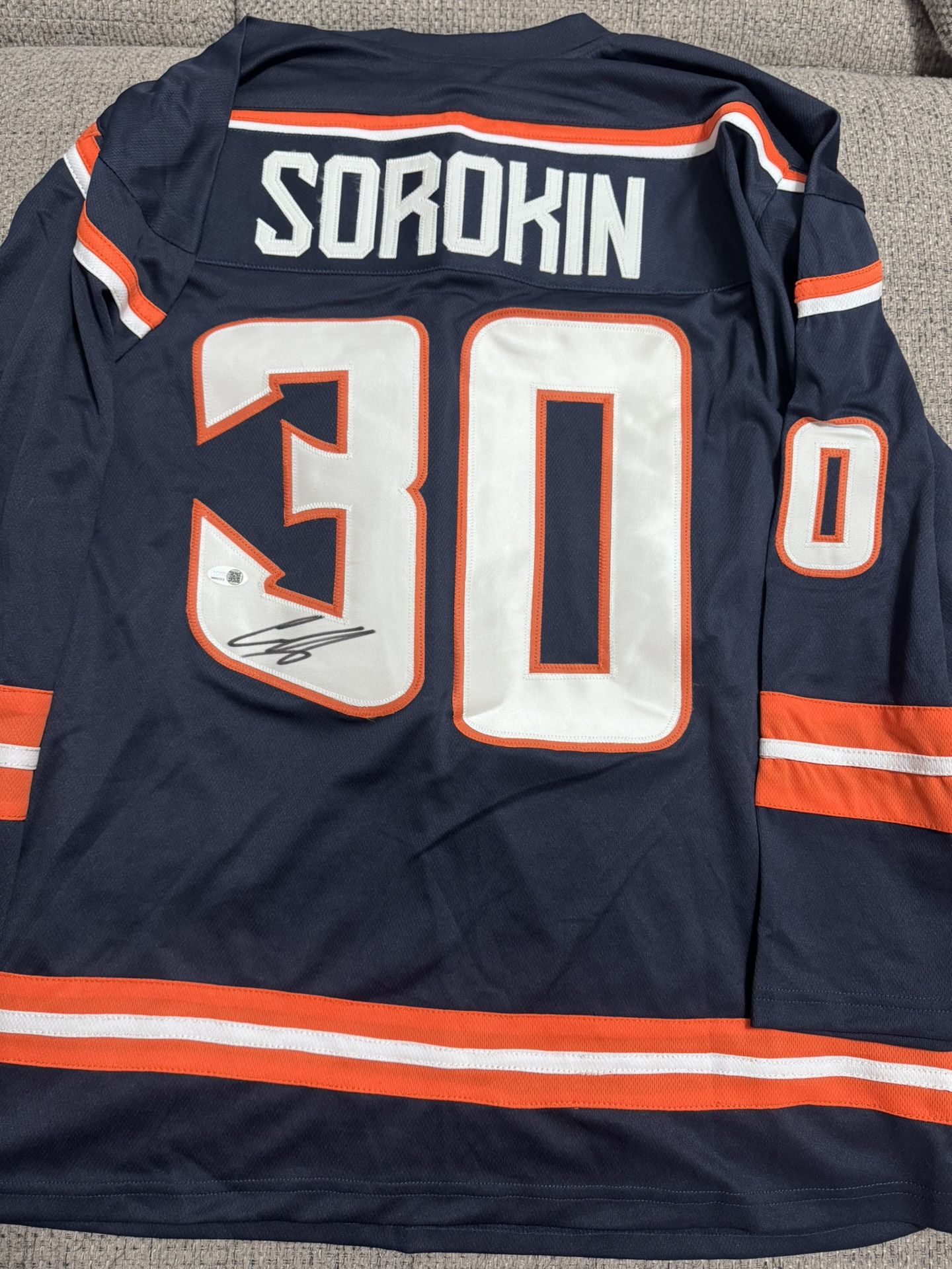Ilya Sorokin Signed Reverse Retro Custom Fisherman Jersey JSA-New York Islanders