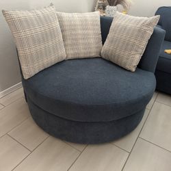 MOVE OUT SALE: Living Spaces Sectional & Swivel Cuddle Chair Set