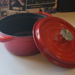 Michelangelo Red Enamel Dutch Oven Cast Iron 3 Quart Lidded Casserole