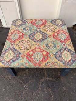 Cozy Cottage Square Ottoman Table with beautiful fabric.