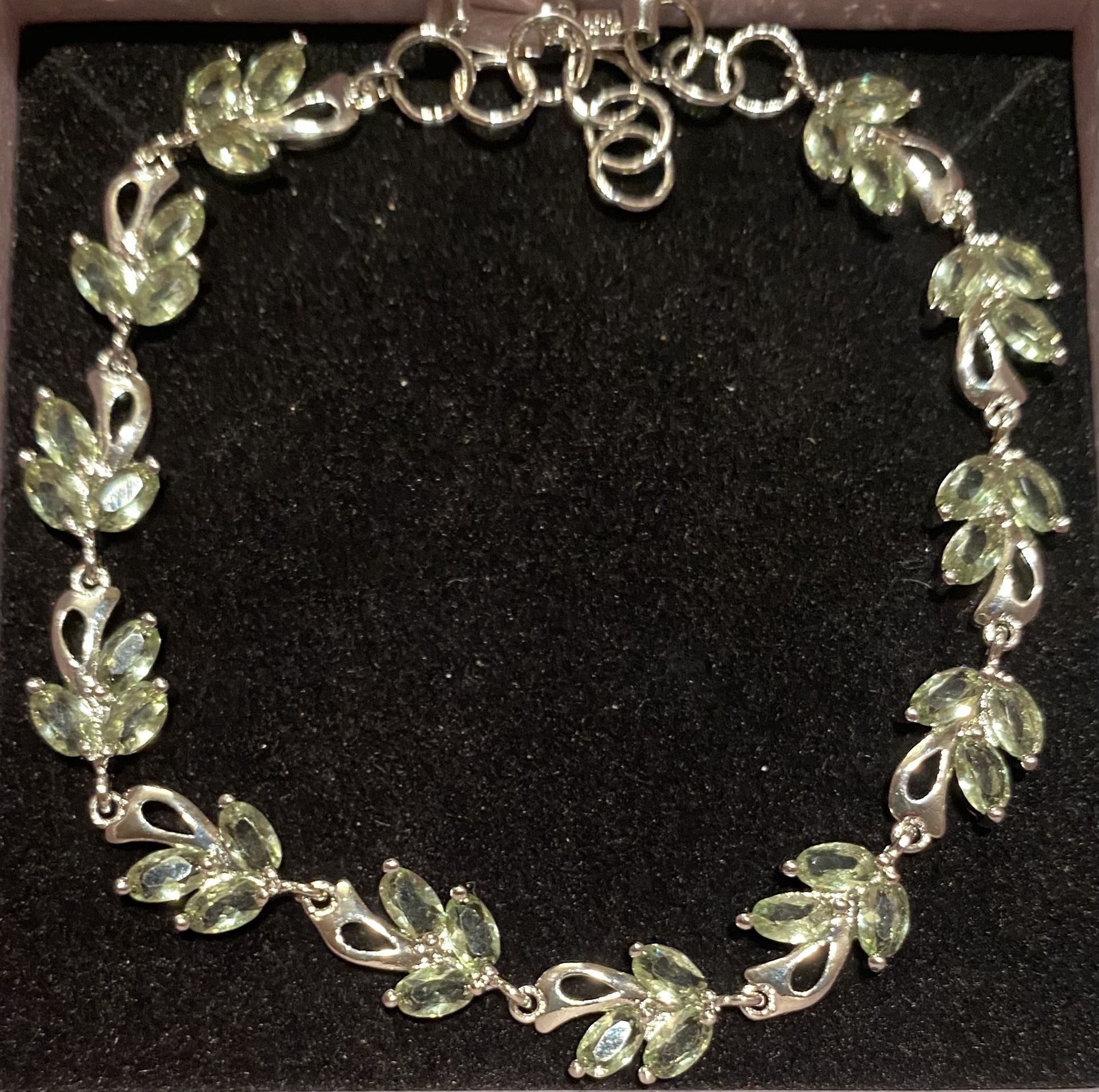 Natural Green Amethyst Tennis Bracelet 925