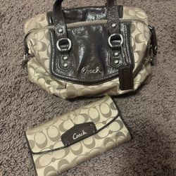 Coach “Ashley Signature” Satchel Bag & Wallet