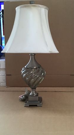 Silver Metal with Smokey Glass Lamp with Shade
