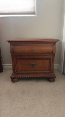 Wood Nightstand with Two Drawers