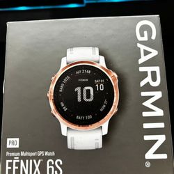 Garmin Fenix 6s Pro 1.2in Rose Gold with White Band GPS Watch - 010-02159-10