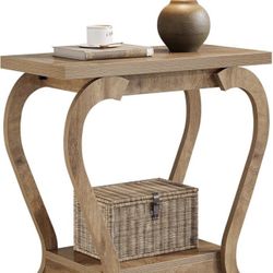 Tribesigns 2-Tier End Table, Narrow Wood Side Table, Bedside Accent Furniture for Living Room, Small Spaces, Bedroom, Brown Just one Brand New still i