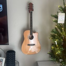 Acoustic Guitar With Wall Mount And Bag With Pics