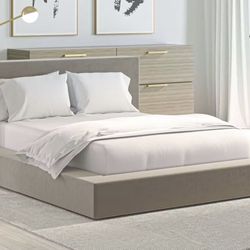 Saatva Crete Bed (Cal King, Taupe Vintage Velvet)