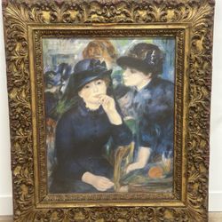 Signed & Framed Vintage Reproduction of "Two Girls in Black" (1881) by Pierre-Auguste Renoir