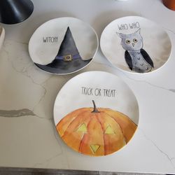 RAE DUNN Halloween Ceramic Plates Set of 3