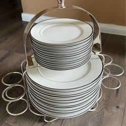 Fine China Dish Set (Silver Lining)