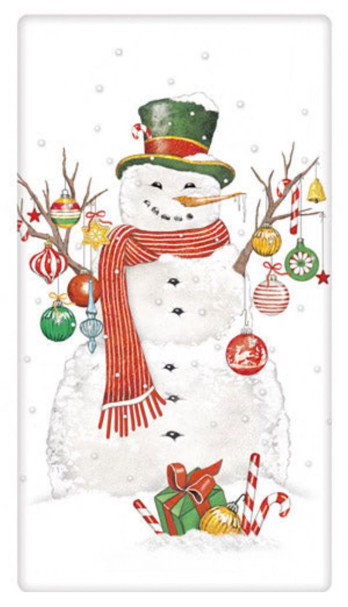 Flour Sack Kitchen Dish Towel Ornament Snowman Mary Lake - Thompson New