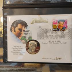 Elvis Presley Proof One Troy Ounce 999 Fine Silver Round First Day Issue Cover Stamp The  Washington Mint Coin