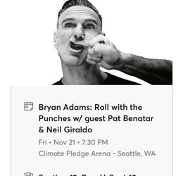 Tickets: Bryan Adams: Roll with the Punches Tour!! 11/21