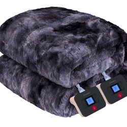 Westinghouse Heated Blanket Electric Throw Blanket, Faux Fur Heating Blanket with Dual Control, 10 Heating Levels & 1 to 12 Hours Heating Time Setting