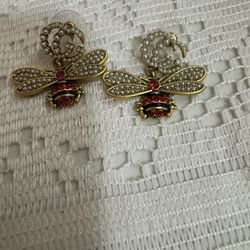 Earrings Bee Red Pearl 