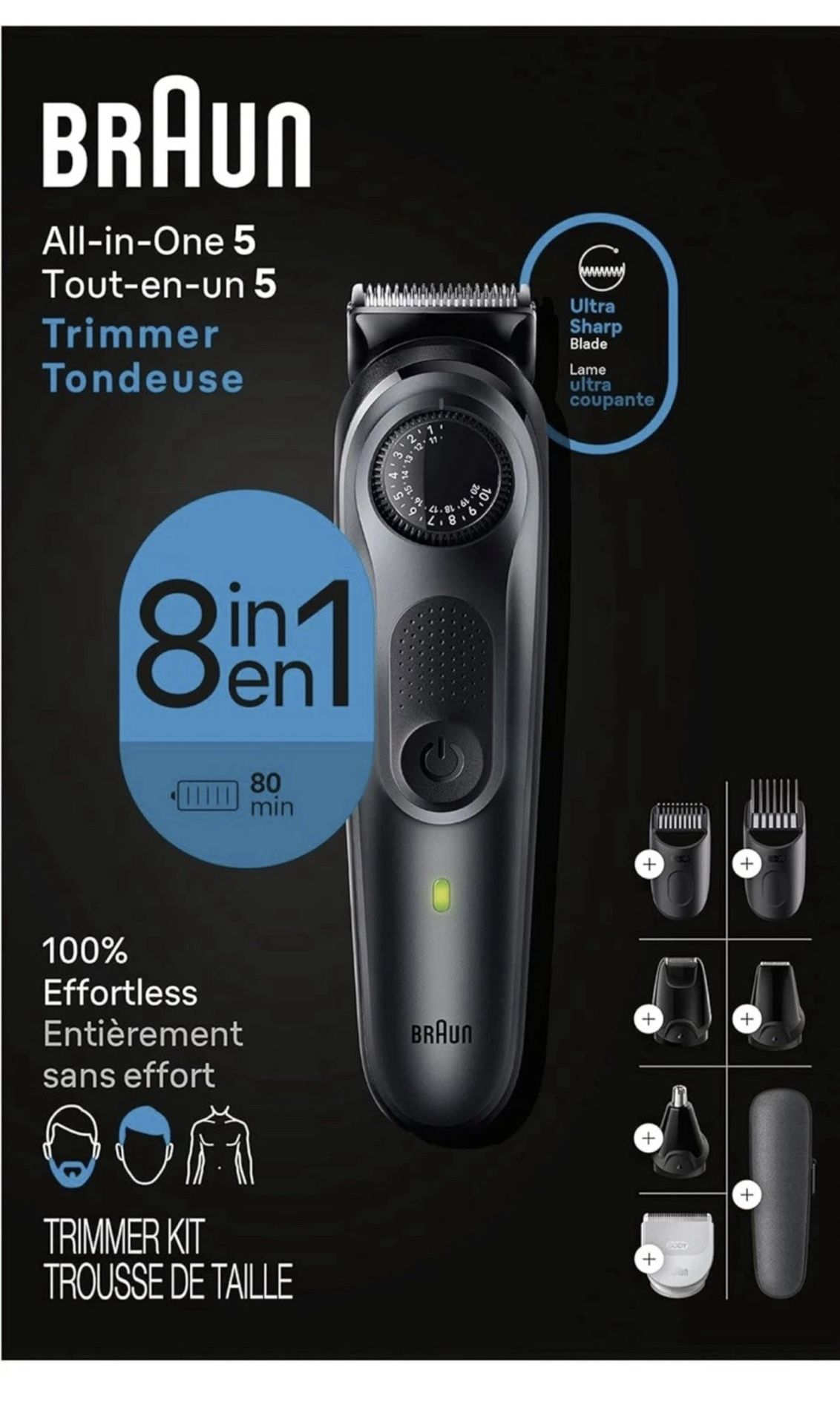 BRAUN All-in-One Style Kit Series 5 5517, 8-in-1 Trimmer for Men.
