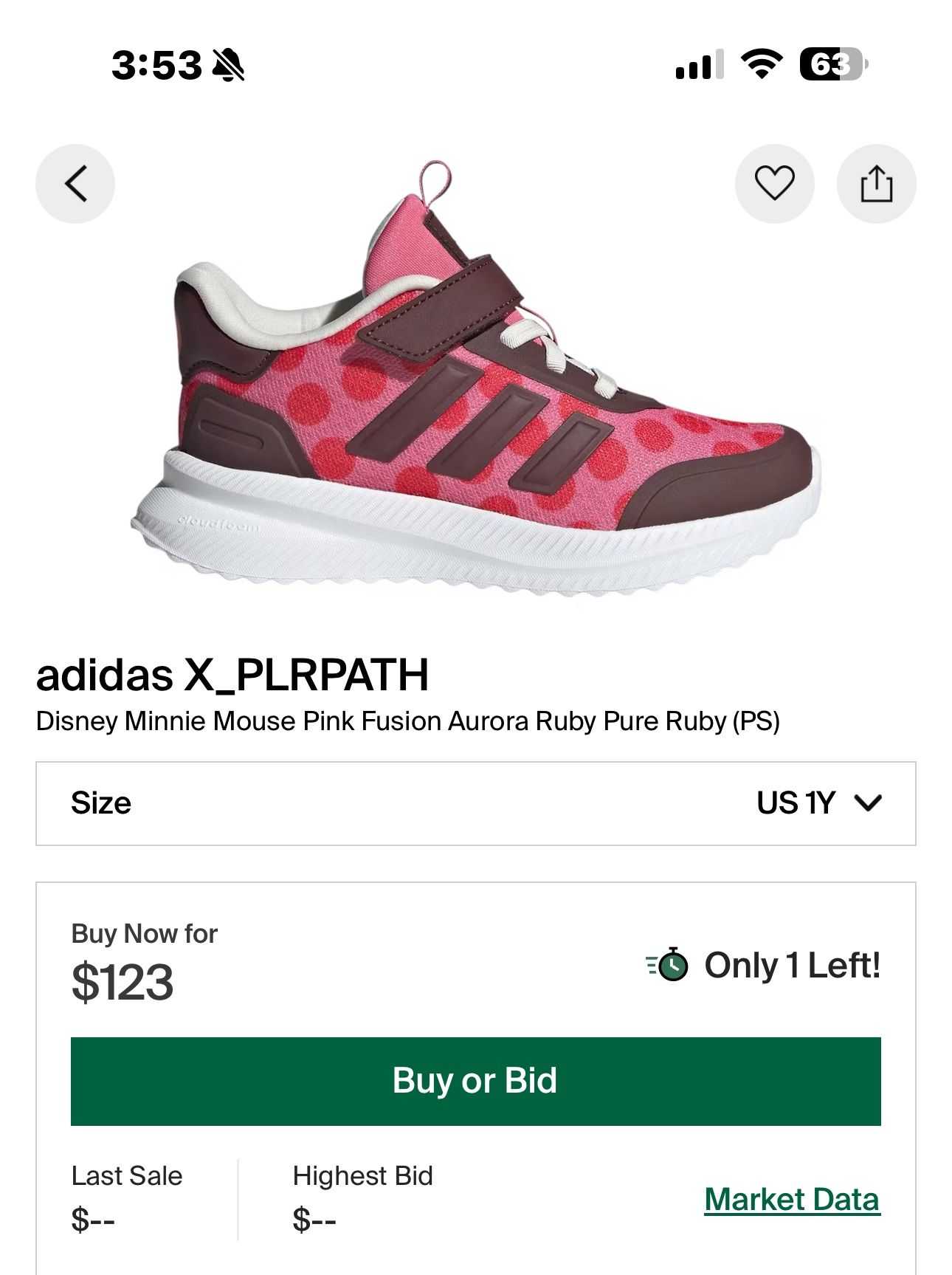 Girls Size 1 Minnie Adidas