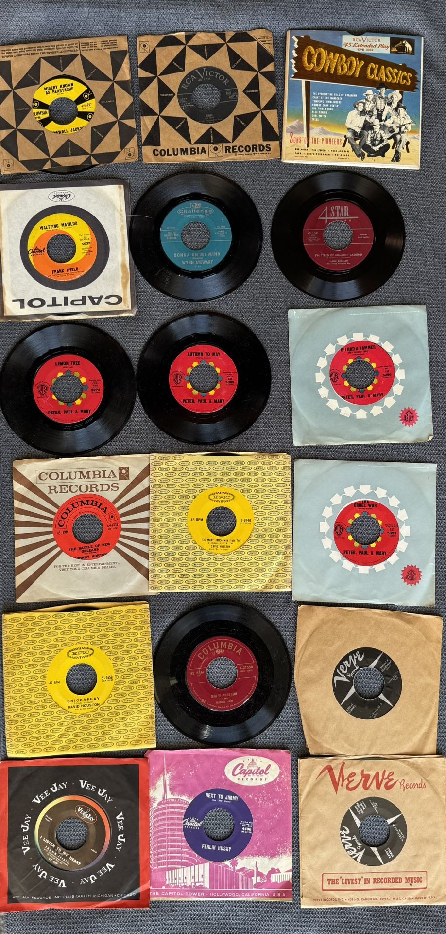 Vintage 45 RPM Record Lot – 1950s–1970s – Dolly Parton, RCA, Capitol ...