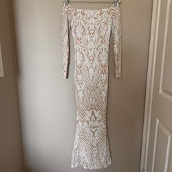 Long White Sequin Dress