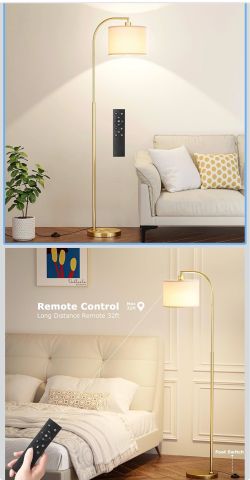 63” Arc Floor Lamp with Remote and Stepless Dimmable Bulb