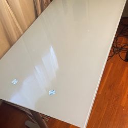 Aesthetic Glass Desk (Aqua White)