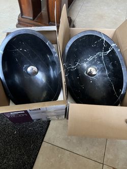 Black Marble Vessel Sinks