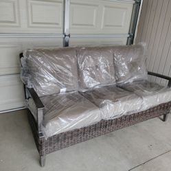 Outdoor patio deep seating wicker sofa