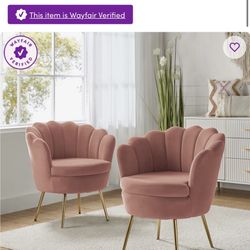 Blush Pink Clam Shell Accent Chairs