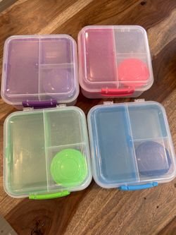 SISTEMA Set of 4 Colorful Compartment Lunch Boxes - Pink, Purple, Green, Blue