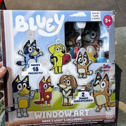 Bluey Window Art Suncatchers Kit for Kids to Paint, Great at-Home Craft Activity or Birthday Party Idea, Toys for Ages 3, 4, 5, 6