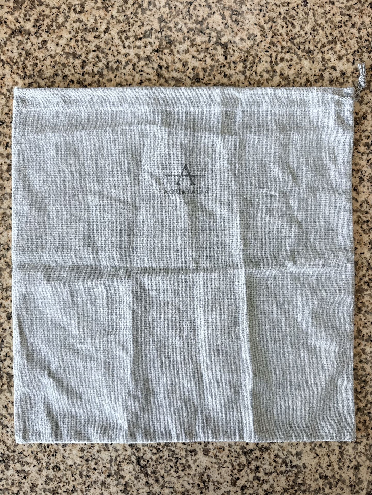 Aquatalia Gray Linen Dust Bag Drawstring Shoe Storage Travel Pouch Designer New
