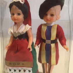 Vintage 1960 4” Vatican Swiss Guard & Ricardo di Roma Dolls boy sleepy eye
