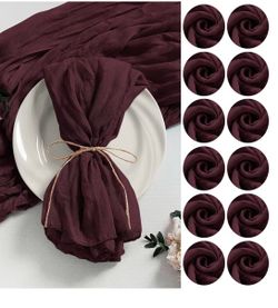 🔥LAST CHANCE! 120 Burgundy Boho Gauze Napkins Event Decor Set $59🔥