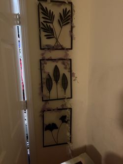 Set of 4 Metal Botanical Leaf Wall Art Panels