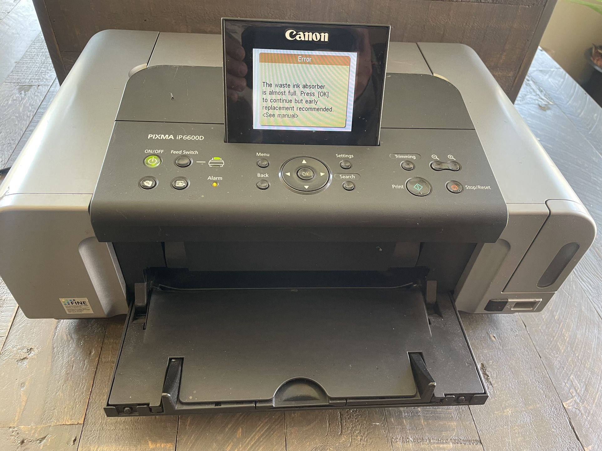 Canon Pixma IP6600D Printer - Turns On 